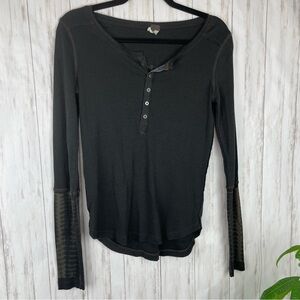 Free People black with army green tie dye cuffs XS